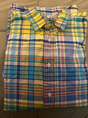 Polo by Ralph Lauren Yellow Blue Green Multicolor Plaid Button-Down Shirt 2XB XX